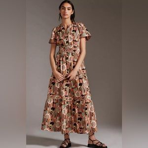 Maeve Vibrant Floral Maxi Dress - Red and Black